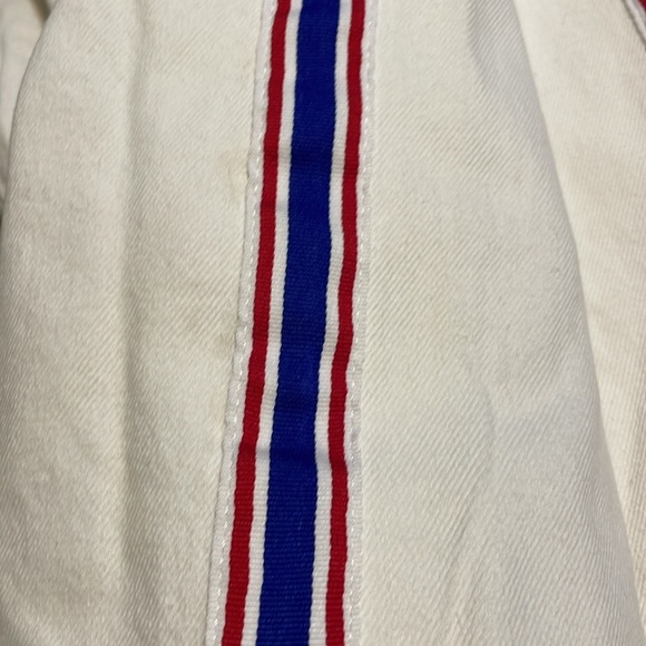 Monki White Mid-Rise Jeans With Red white blue braid, moluna, 32 - Picture 8 of 8